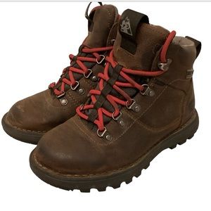 Rocky Brown Lace Up Boots with Red Accents